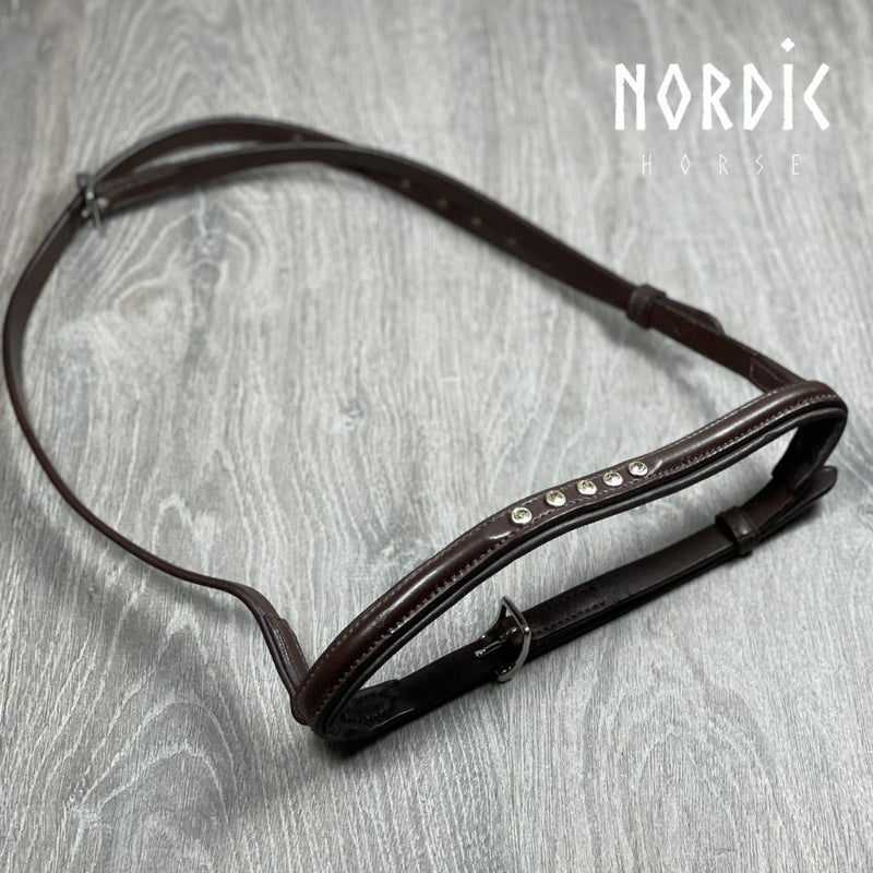 Nordic Horse engelsk næsebånd med 5 sten - brun