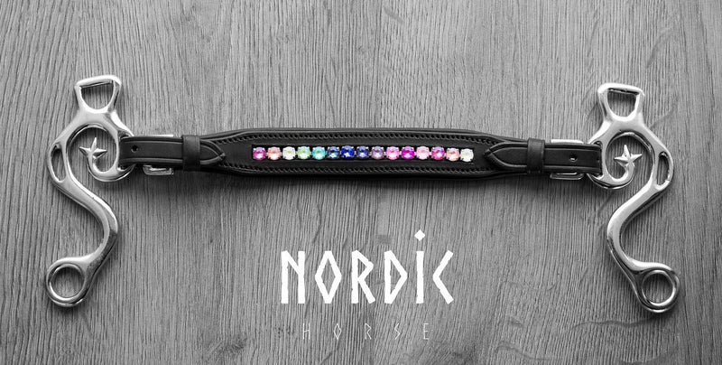 Nordic Horse hackamore med række af rainbow sten