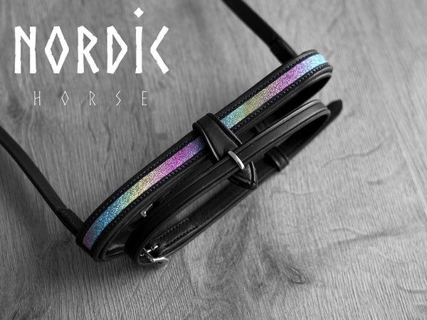 Nordic Horse kombineret næsebånd, regnbue glitter