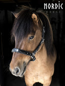 Nordic Horse lædergrime med prægning og sten