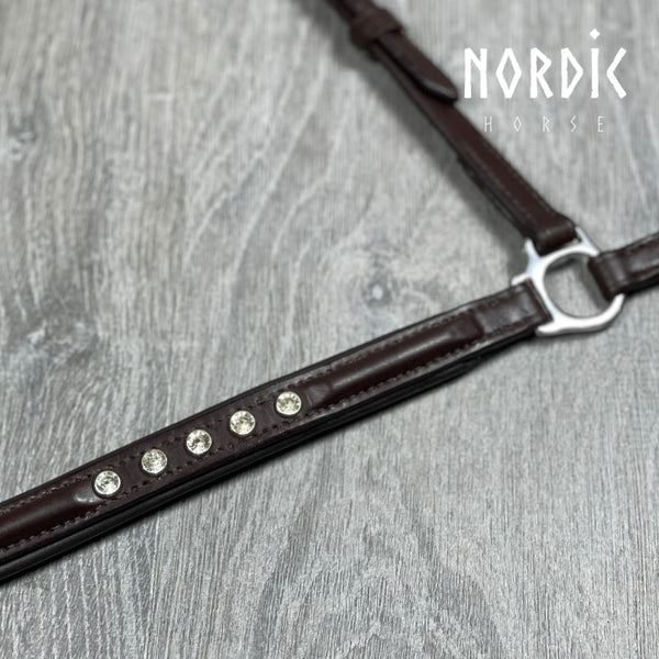 Nordic Horse næsebånd med 5 sten - brun