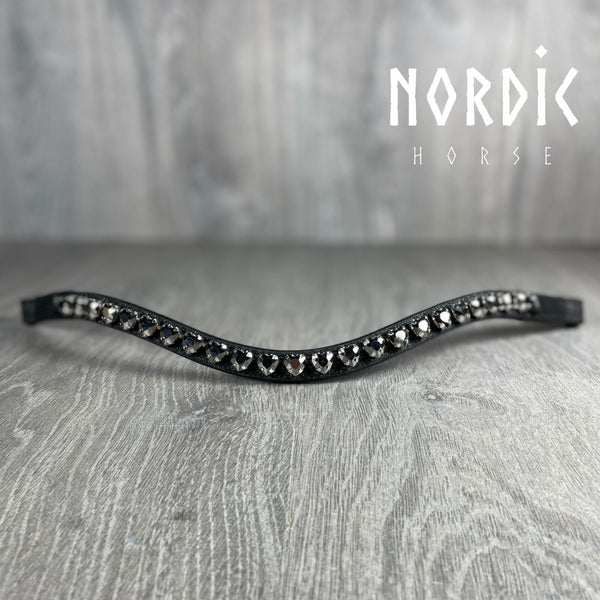 Nordic Horse pandebånd, Black Heart - Glitter