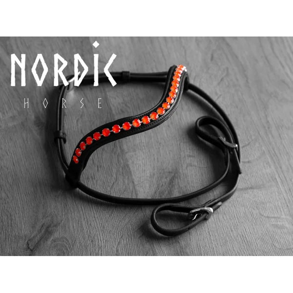 Nordic Horse pandebånd med en række store orange sten