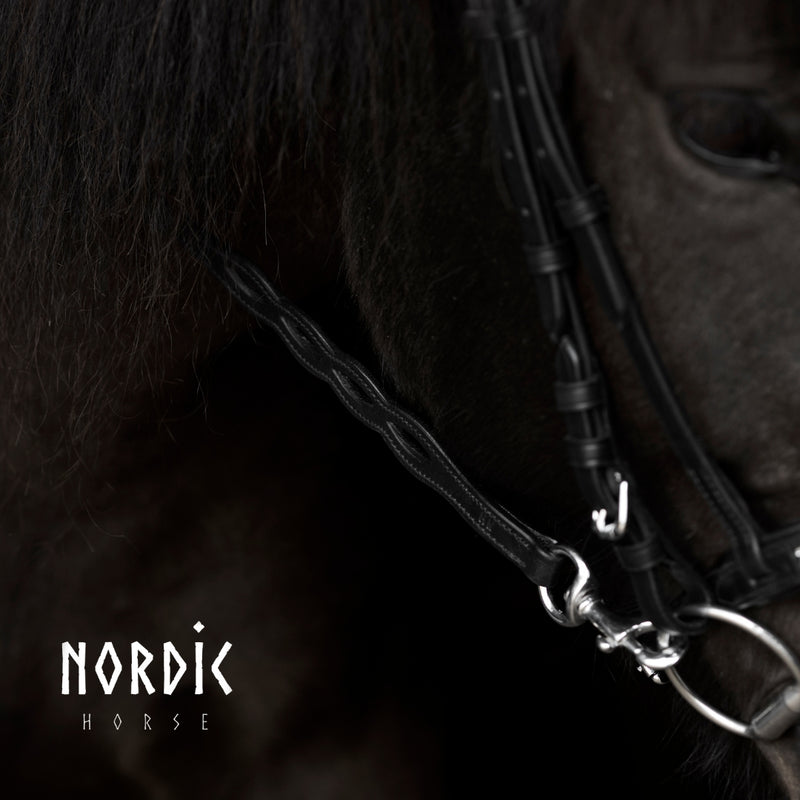Nordic Horse lædertøjle med udskæringer