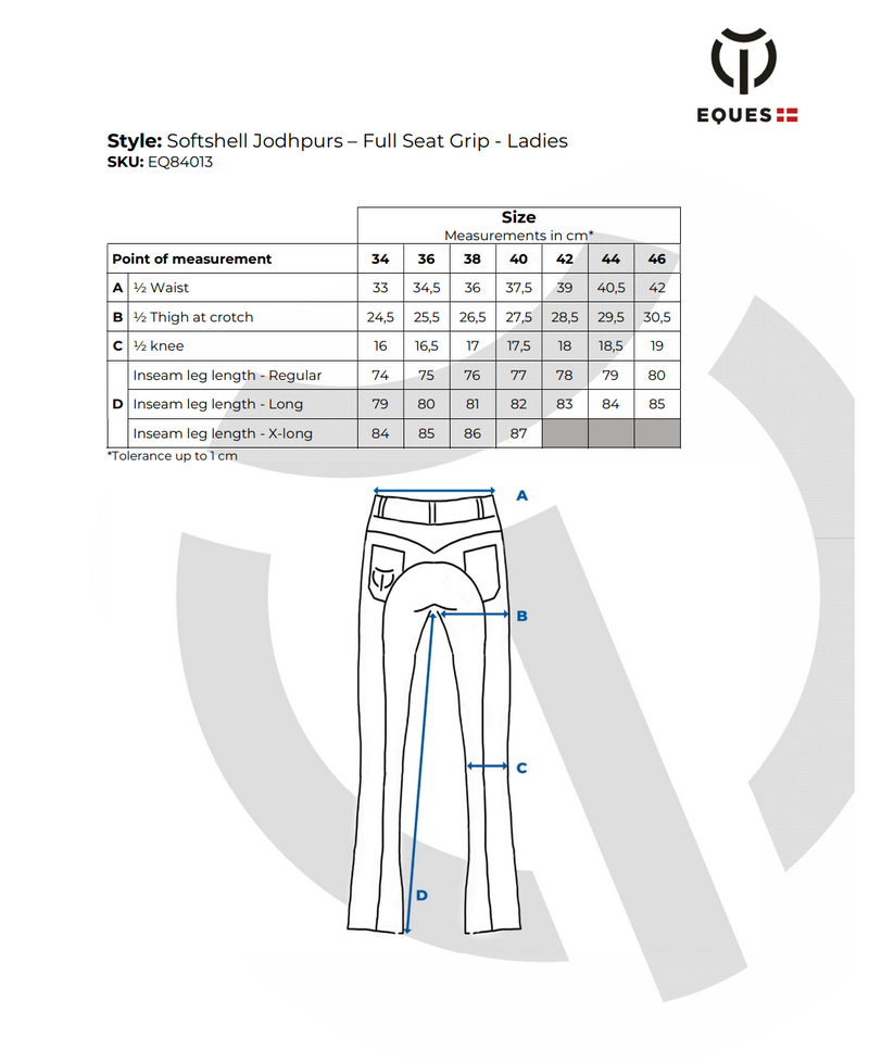 Eques softshell jodhpursbukser, full seat grip - dame