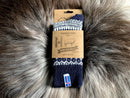 Charm ragsokker med Islandsk flag af 60% kamgarns uld, navy/hvid