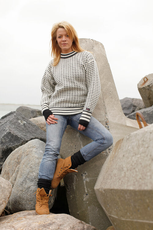 Norwool hvid færøsk sweater i 100% ren uld