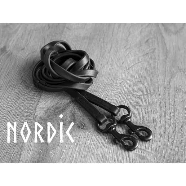 Nordic Horse gummitøjle med stopper, sorte karabinhager