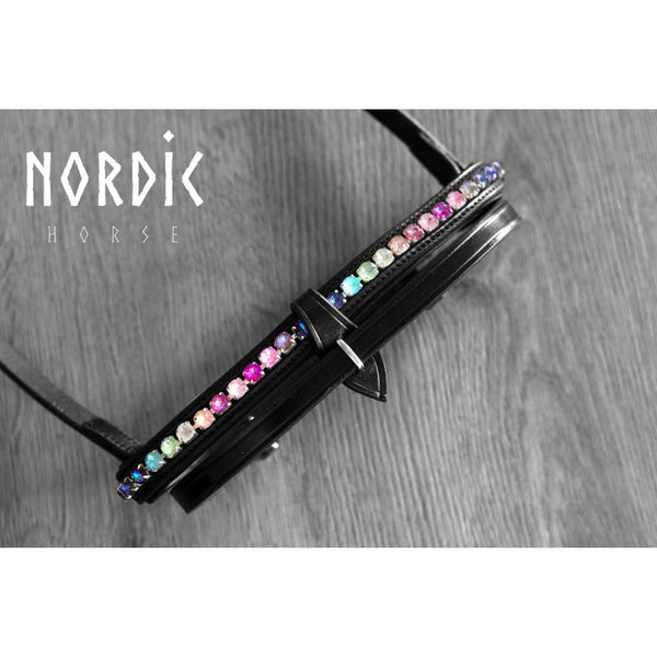 Nordic Horse kombineret næsebånd, regnbue sten